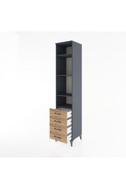 Hyperion Dolap 4 Raflı 4 Çekmeceli 44x44x221 Antrasit-Çam