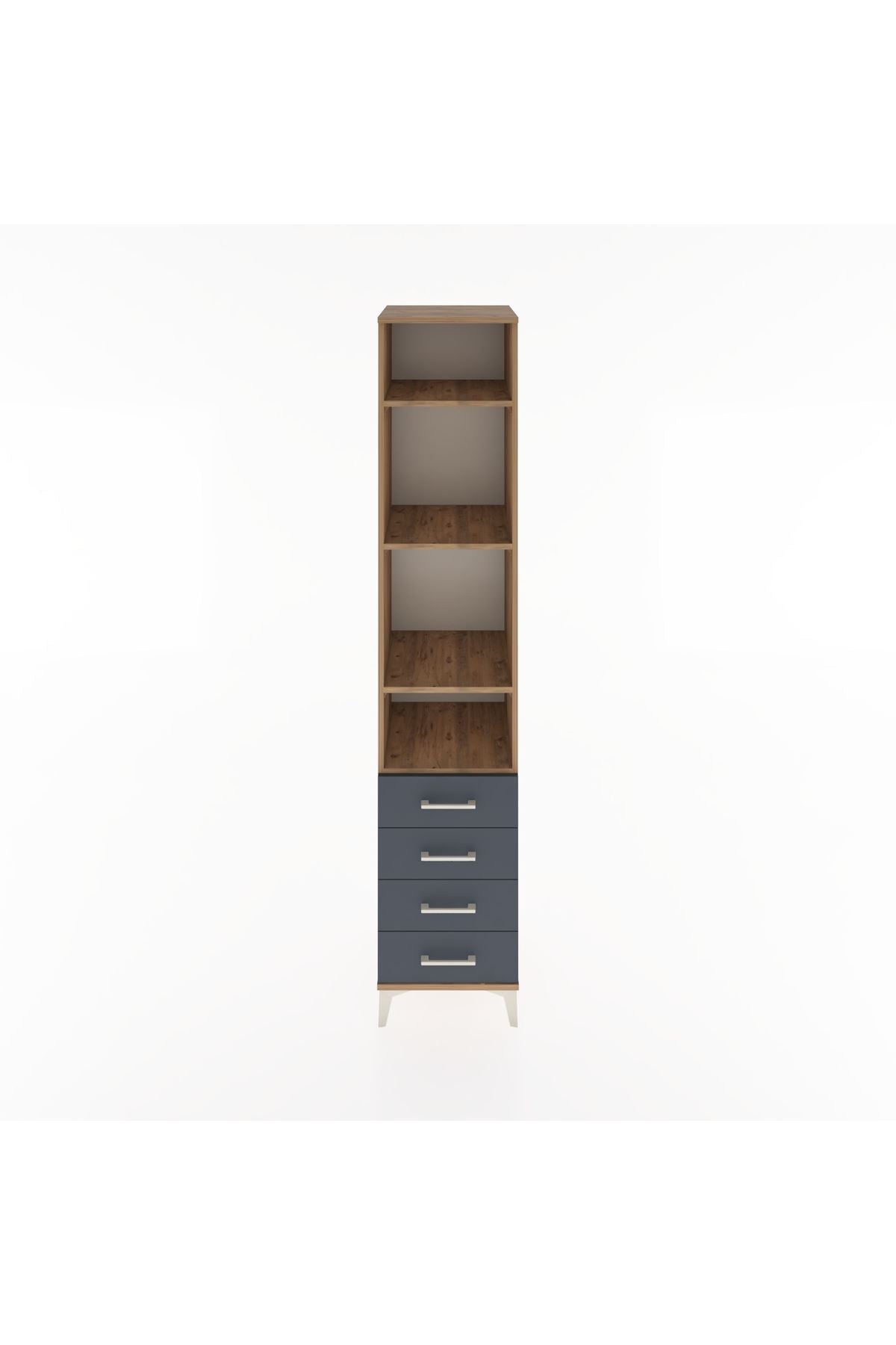 Hyperion Dolap 4 Raflı 4 Çekmeceli 44x44x221 Çam-Antrasit