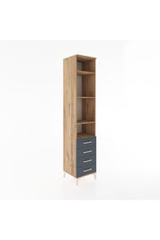 Hyperion Dolap 4 Raflı 4 Çekmeceli 44x44x221 Çam-Antrasit