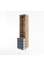 Hyperion Dolap 4 Raflı 4 Çekmeceli 44x44x221 Çam-Antrasit