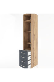 Hyperion Dolap 4 Raflı 4 Çekmeceli 44x44x221 Çam-Antrasit