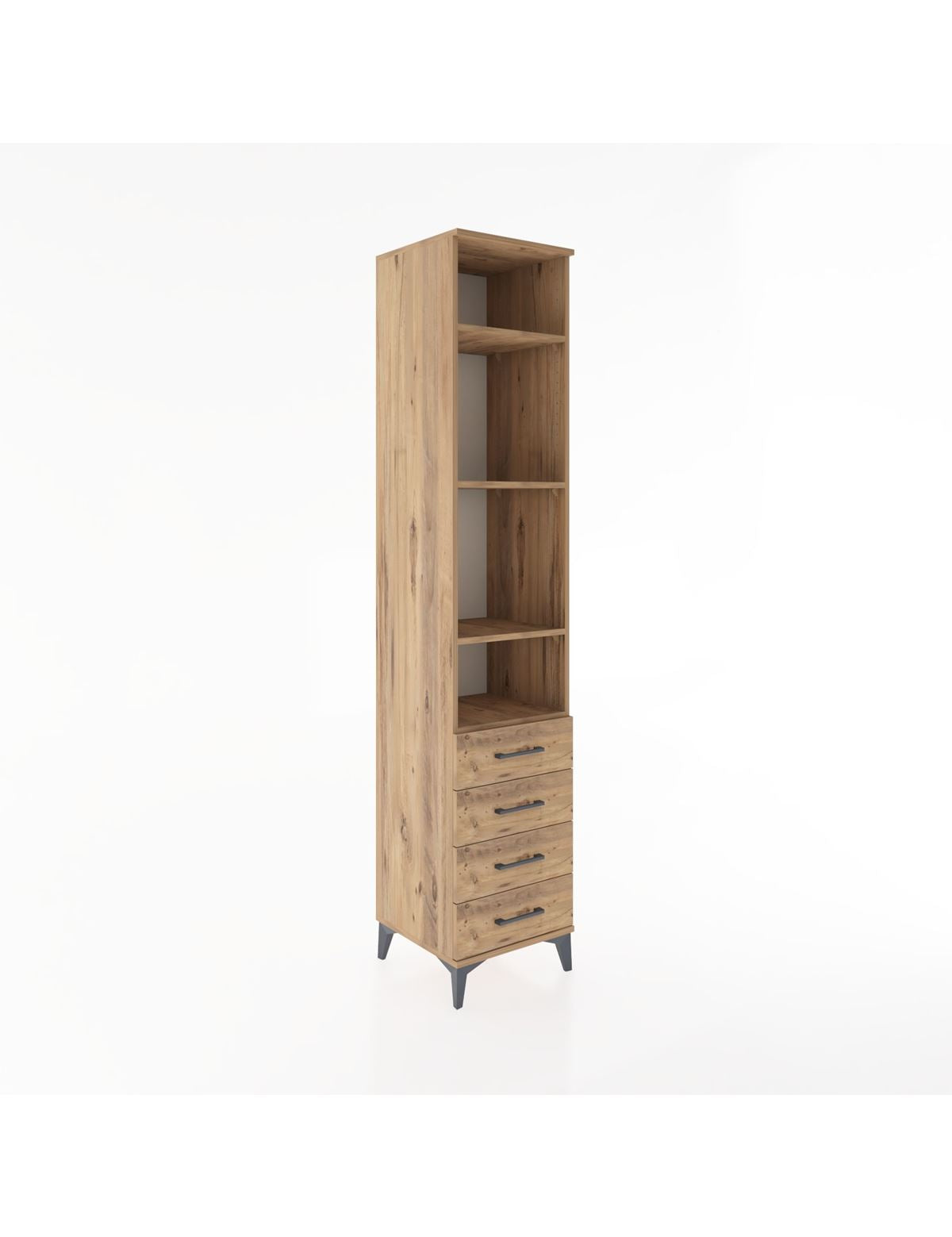 Hyperion Dolap 4 Raflı 4 Çekmeceli 44x44x221 Çam-Çam