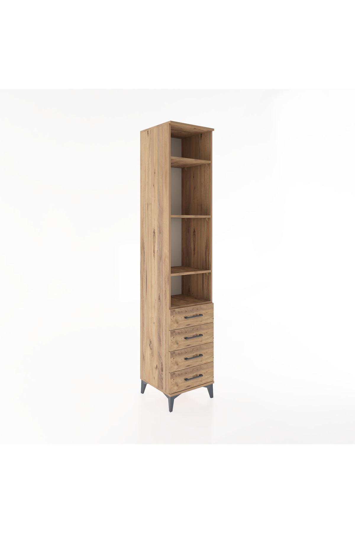 Hyperion Dolap 4 Raflı 4 Çekmeceli 44x44x221 Çam-Çam