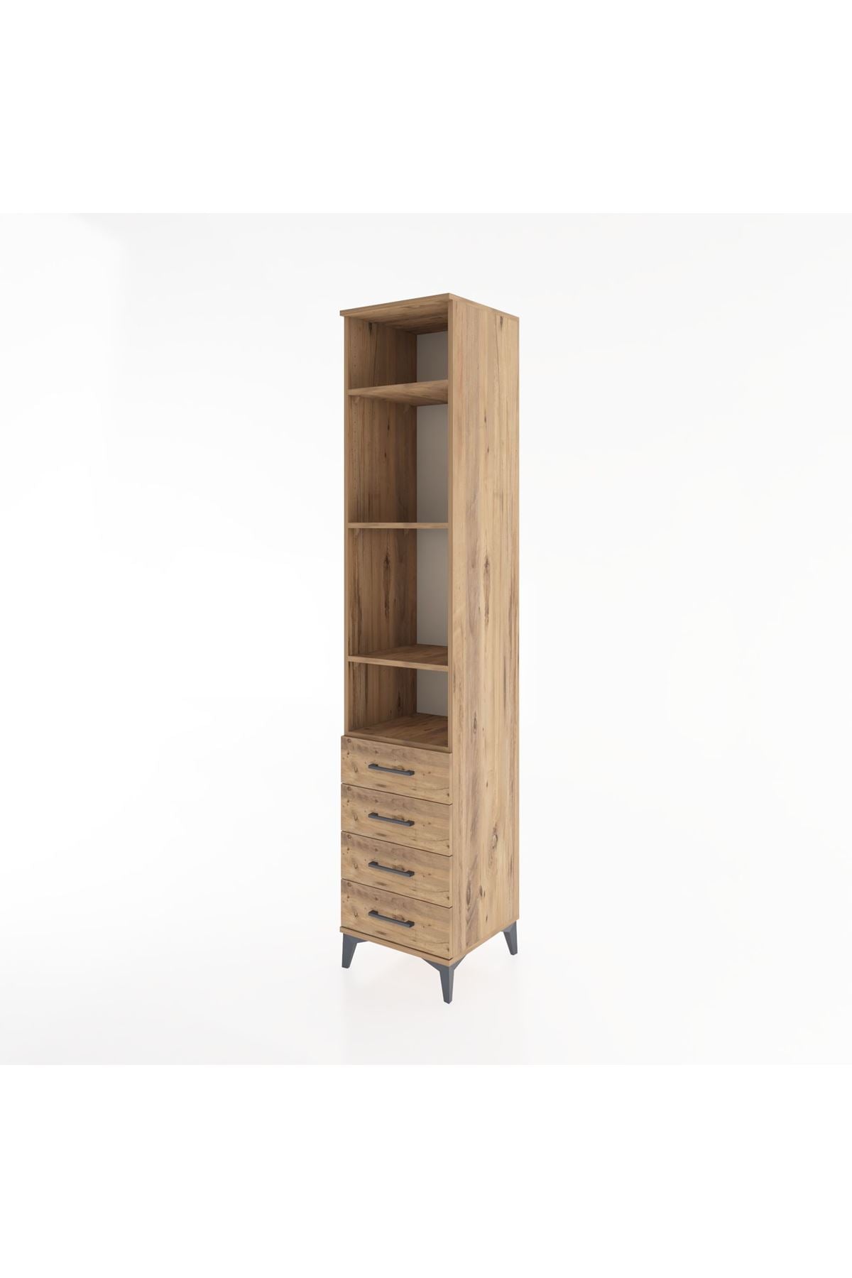 Hyperion Dolap 4 Raflı 4 Çekmeceli 44x44x221 Çam-Çam