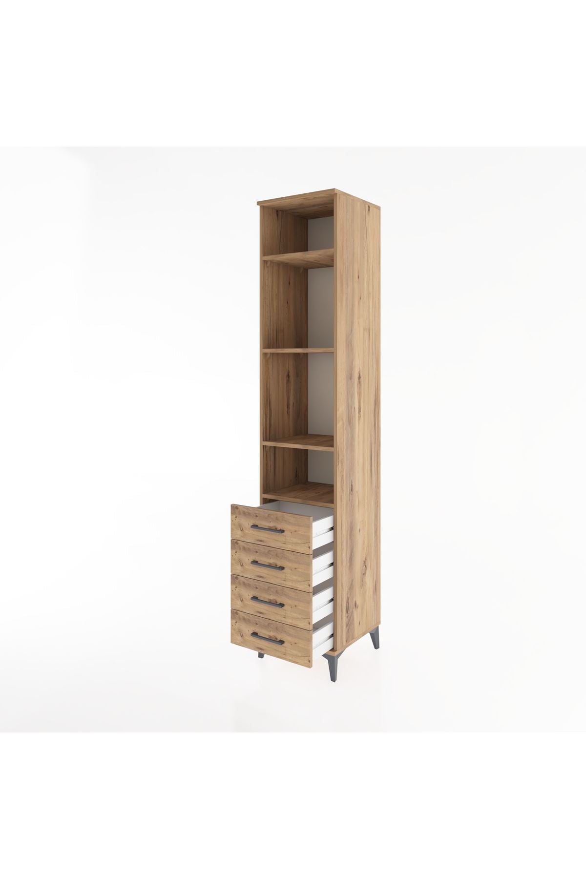 Hyperion Dolap 4 Raflı 4 Çekmeceli 44x44x221 Çam-Çam