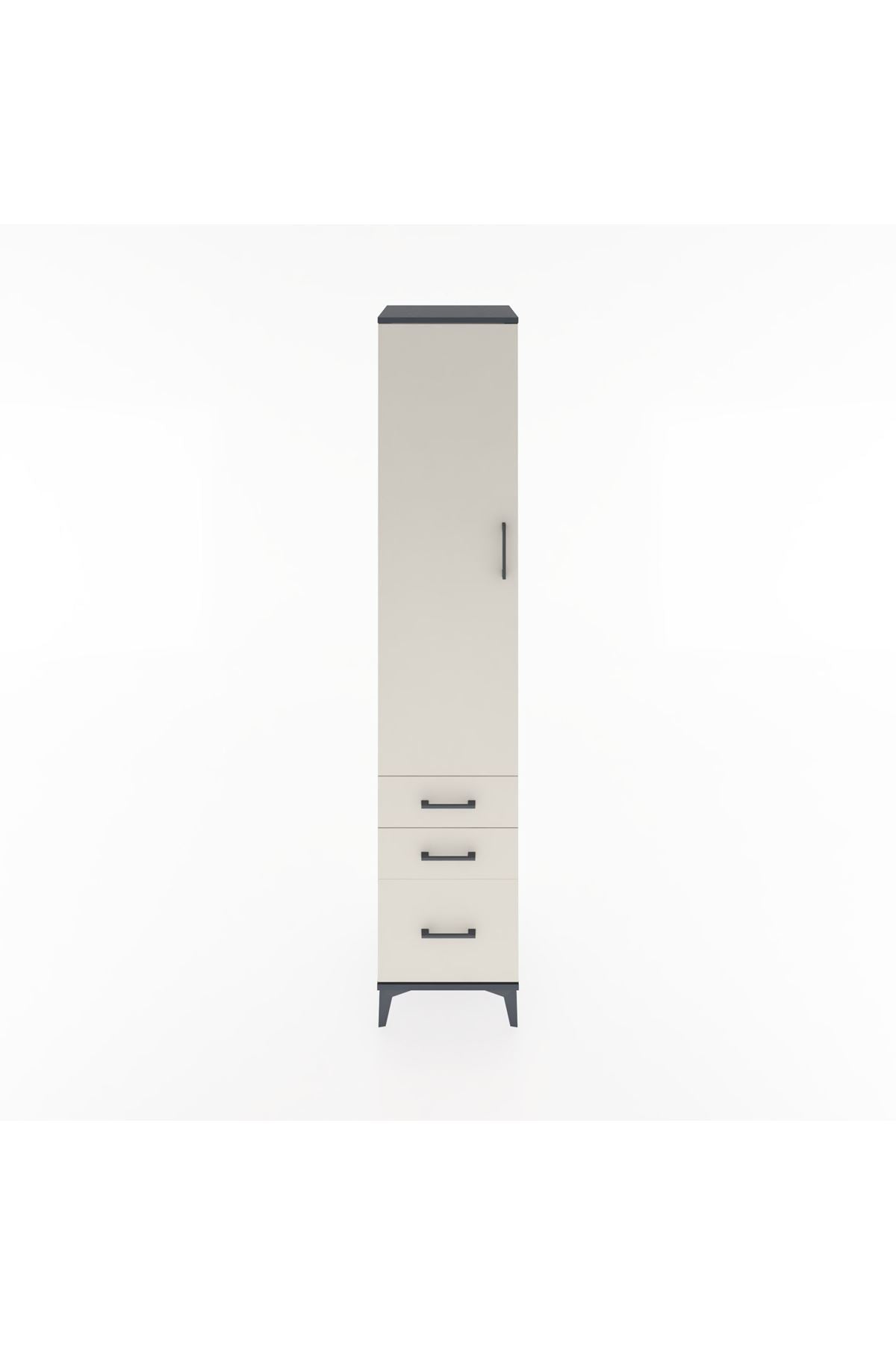 Hyperion Dolap 2 Raflı 3 Çekmeceli Tek Askılı 44x44x221 Antrasit-Aytaşı