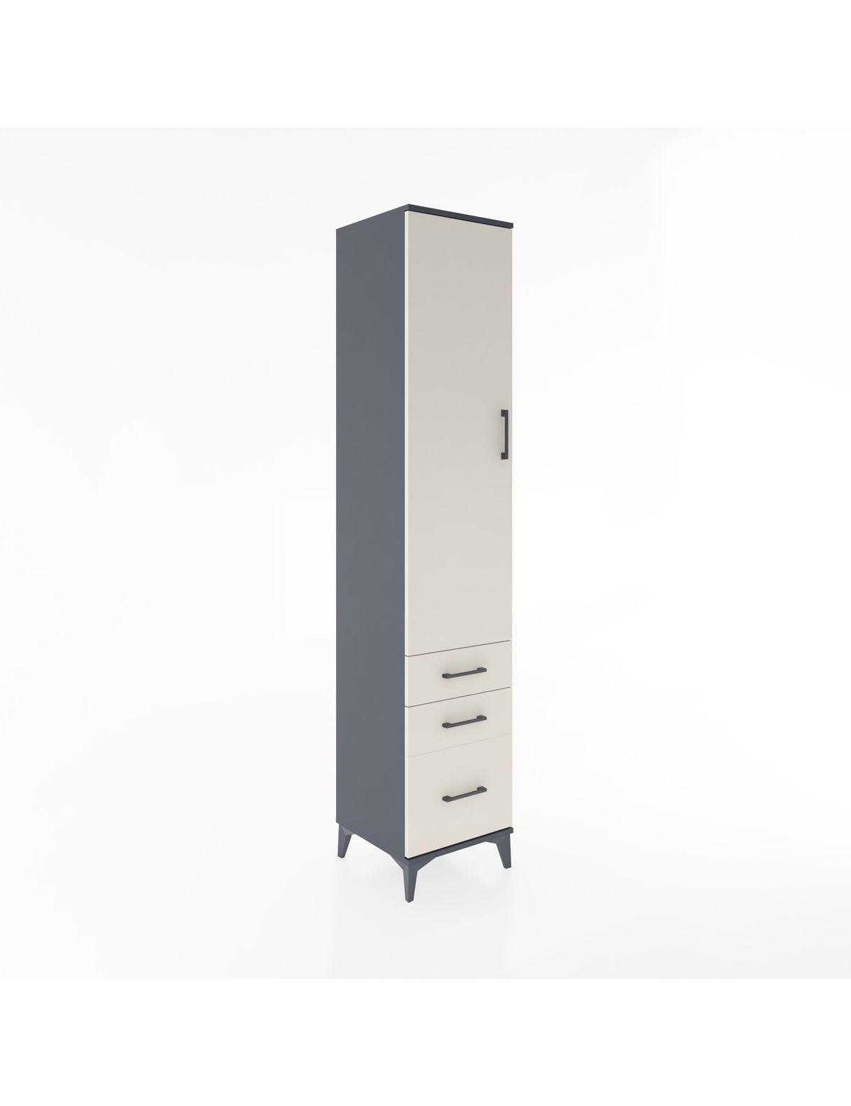 Hyperion Dolap 2 Raflı 3 Çekmeceli Tek Askılı 44x44x221 Antrasit-Aytaşı