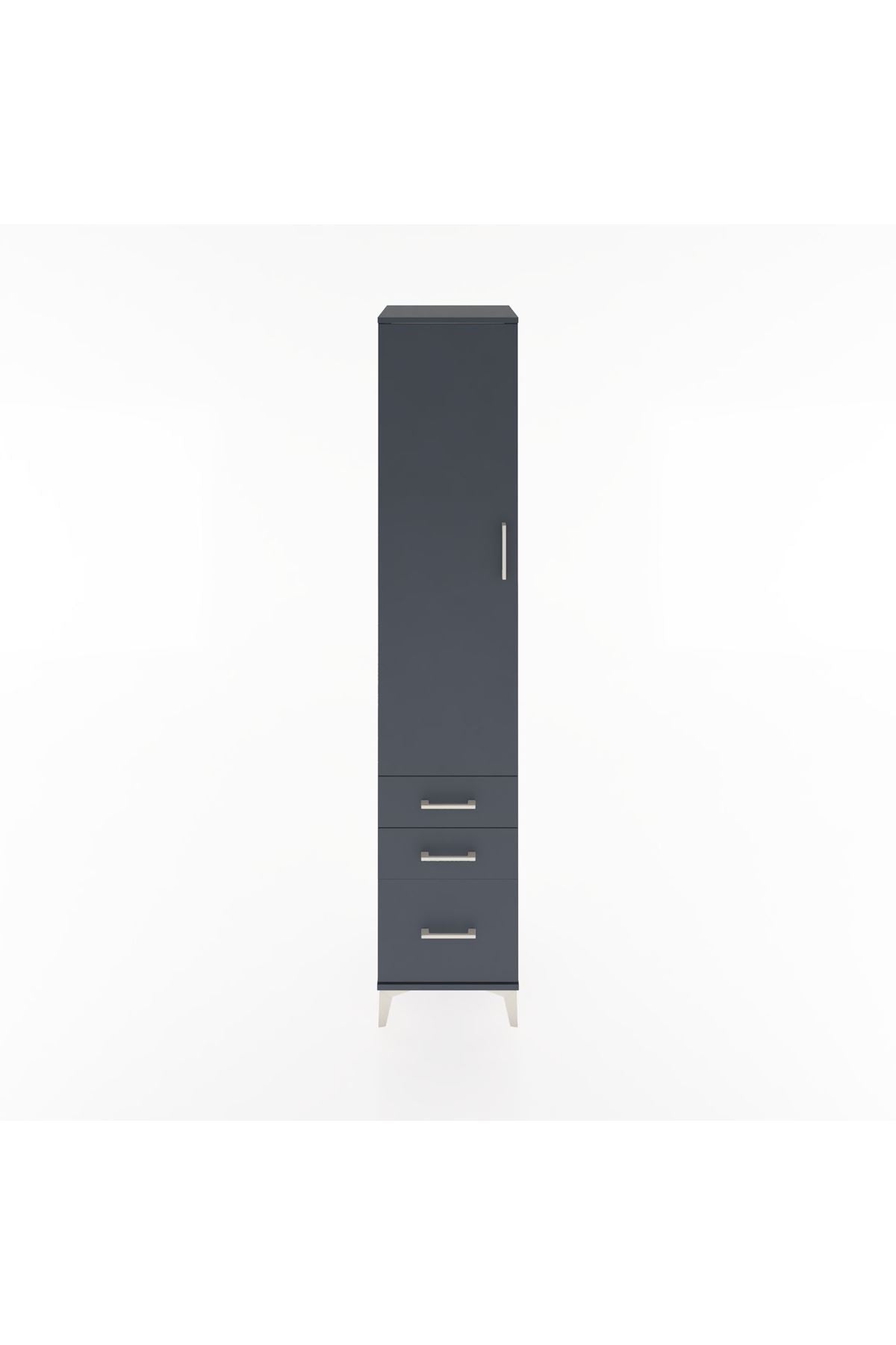 Hyperion Dolap 2 Raflı 3 Çekmeceli Tek Askılı 44x44x221 Antrasit-Antrasit