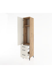 Hyperion Dolap 2 Raflı 3 Çekmeceli Tek Askılı 44x44x221 Çam-Aytaşı