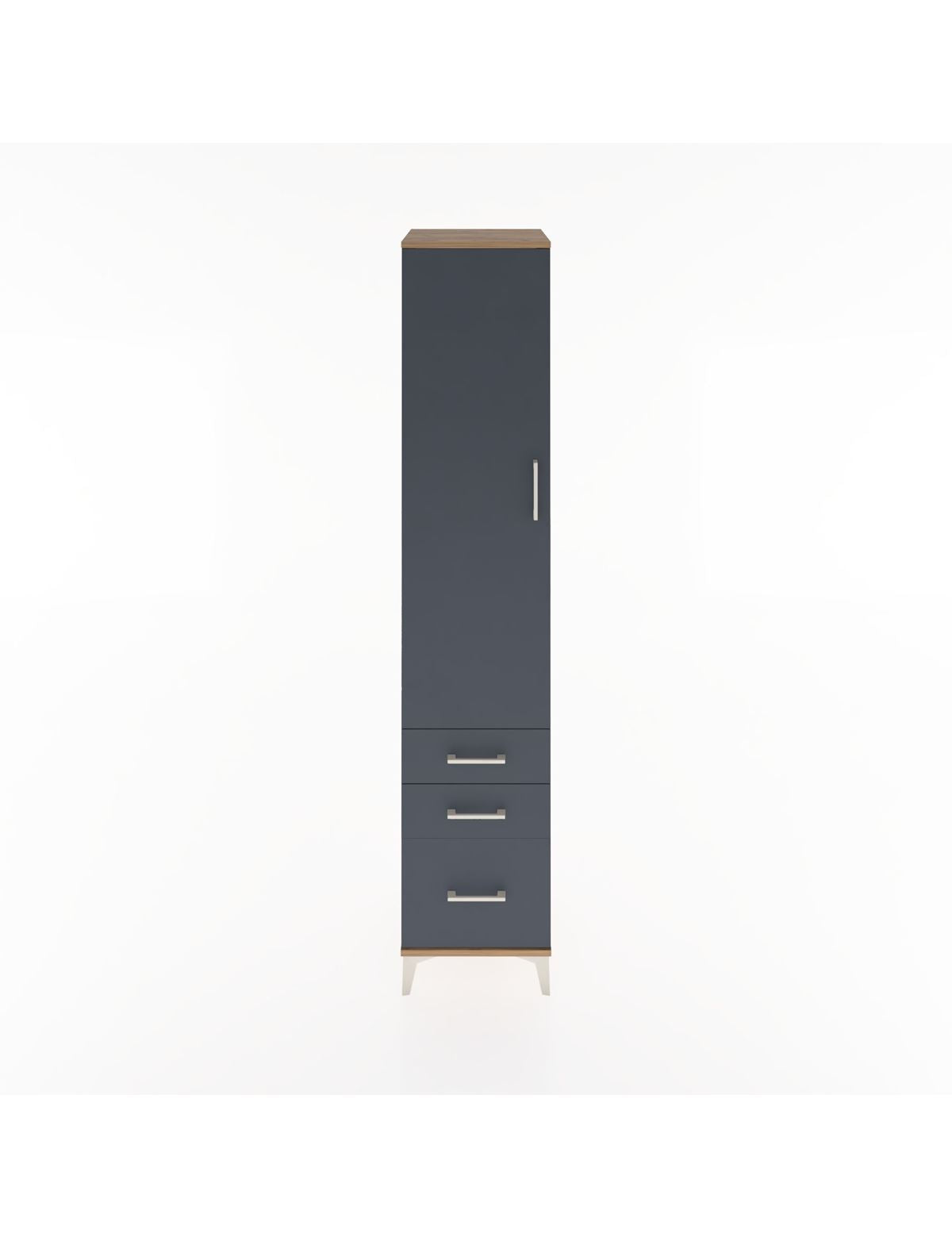 Hyperion Dolap 2 Raflı 3 Çekmeceli Tek Askılı 44x44x221 Çam-Antrasit