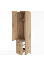 Hyperion Dolap 2 Raflı 3 Çekmeceli Tek Askılı 44x44x221 Çam-Çam