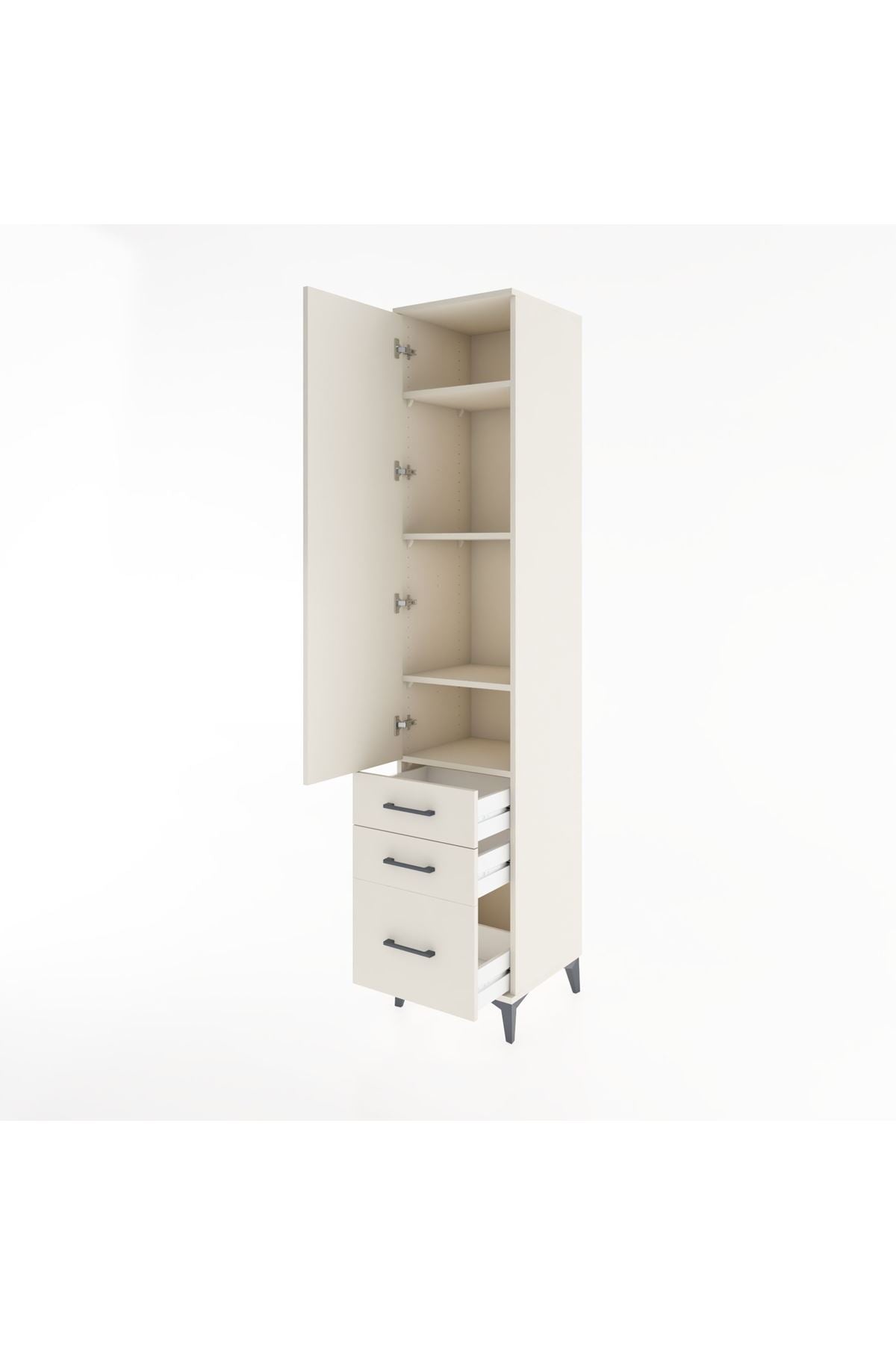 Hyperion Dolap 4 Raflı 3 Çekmeceli Tek Kapaklı 44x44x221 Aytaşı-Aytaşı