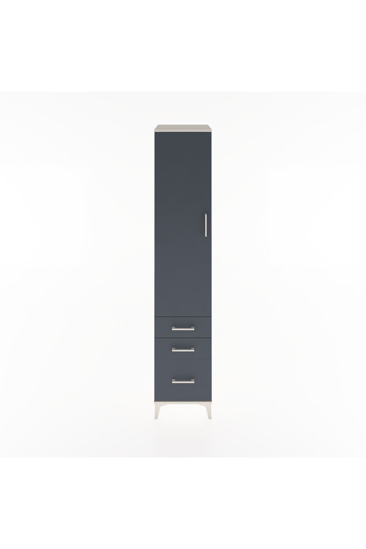 Hyperion Dolap 4 Raflı 3 Çekmeceli Tek Kapaklı 44x44x221 Aytaşı-Antrasit