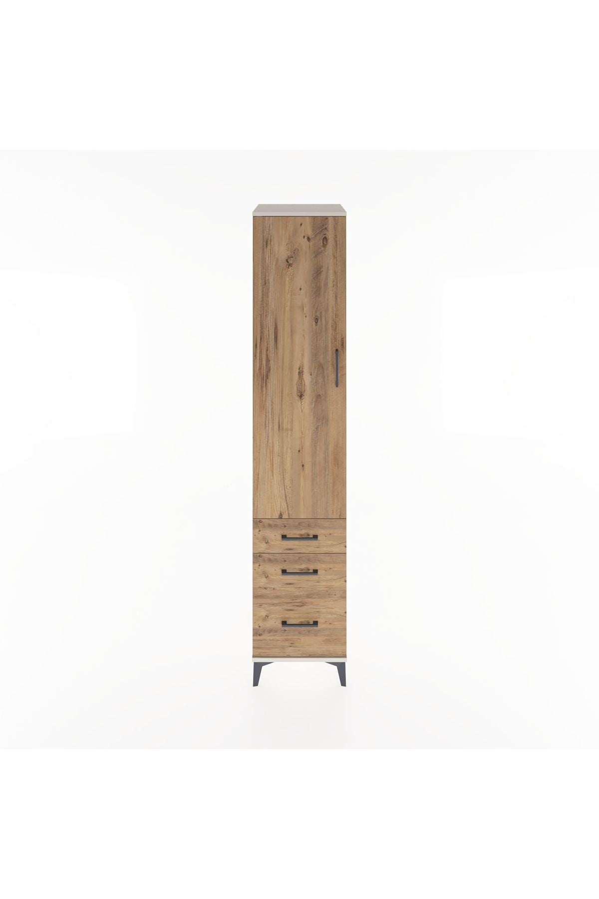 Hyperion Dolap 4 Raflı 3 Çekmeceli Tek Kapaklı 44x44x221 Aytaşı-Çam