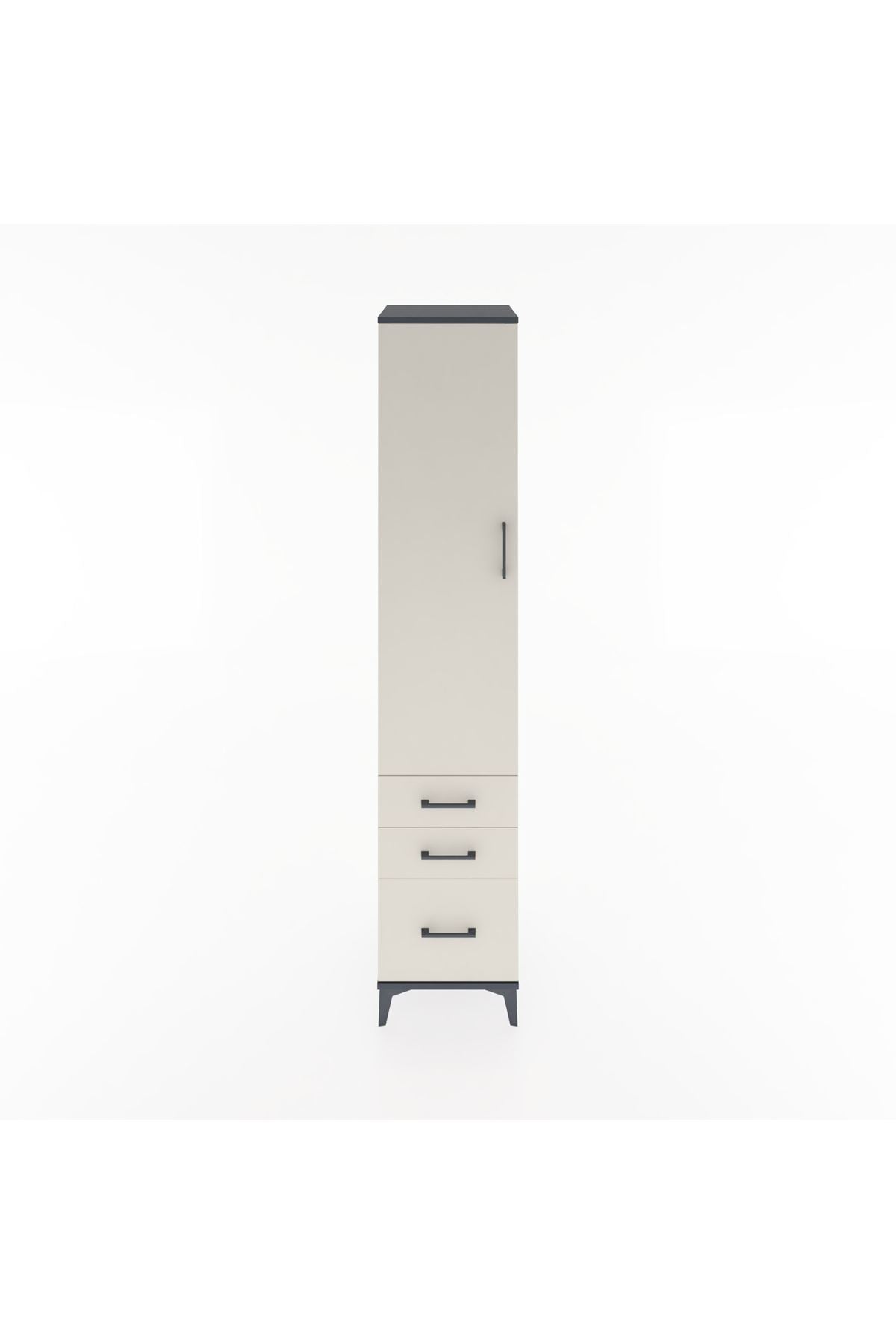 Hyperion Dolap 4 Raflı 3 Çekmeceli Tek Kapaklı 44x44x221 Antrasit-Aytaşı