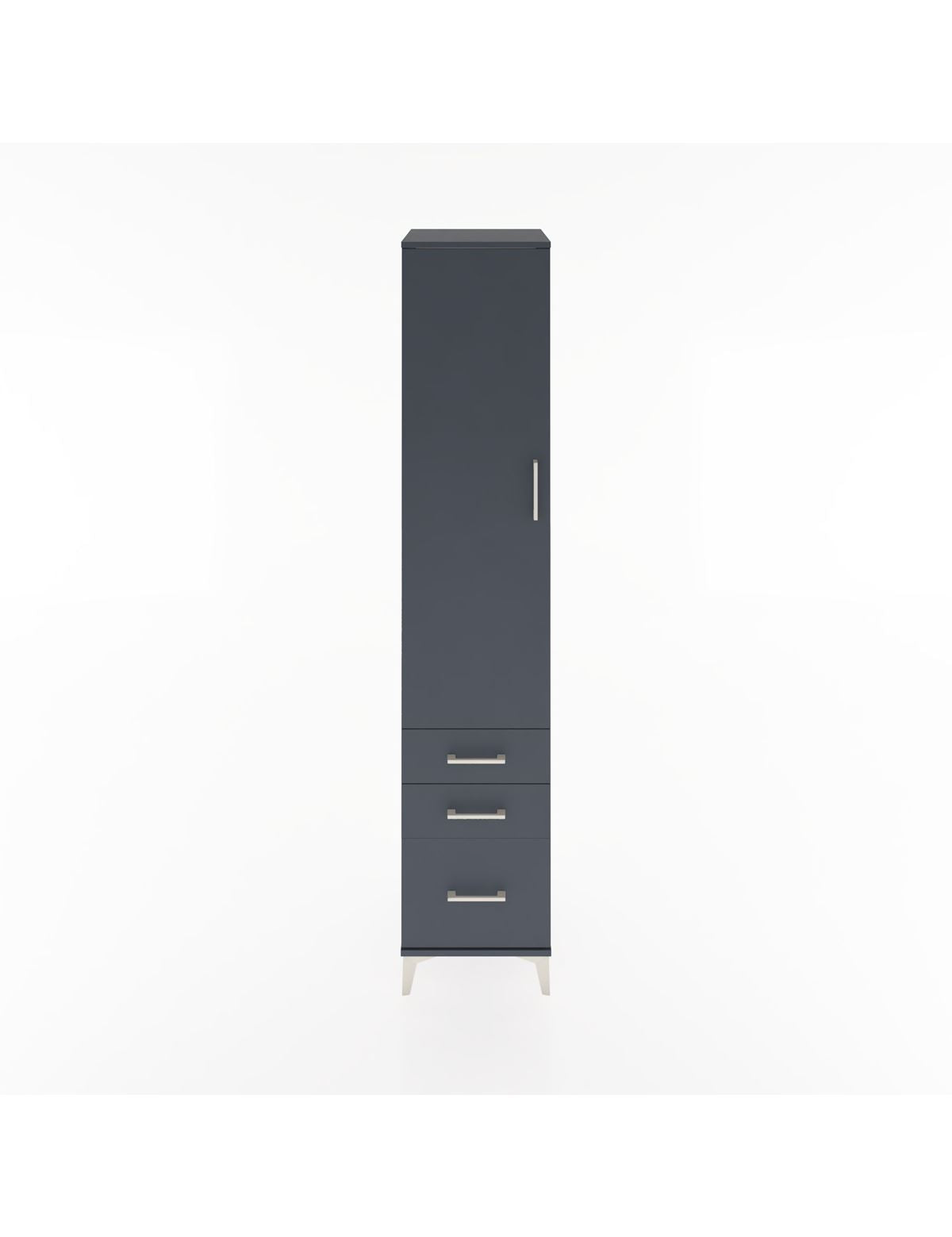 Hyperion Dolap 4 Raflı 3 Çekmeceli Tek Kapaklı 44x44x221 Antrasit-Antrasit