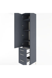 Hyperion Dolap 4 Raflı 3 Çekmeceli Tek Kapaklı 44x44x221 Antrasit-Antrasit