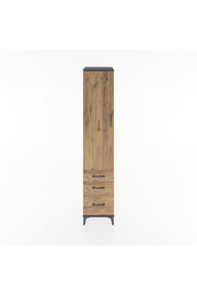 Hyperion Dolap 4 Raflı 3 Çekmeceli Tek Kapaklı 44x44x221 Antrasit-Çam