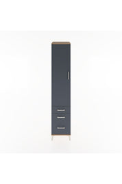 Hyperion Dolap 4 Raflı 3 Çekmeceli Tek Kapaklı 44x44x221 Çam-Antrasit