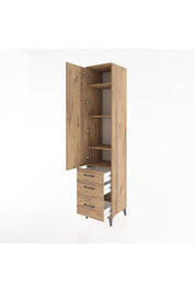 Hyperion Dolap 4 Raflı 3 Çekmeceli Tek Kapaklı 44x44x221 Çam-Çam