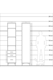Hyperion Dolap 4 Raflı 3 Çekmeceli 44x44x221 - S61M035V5B