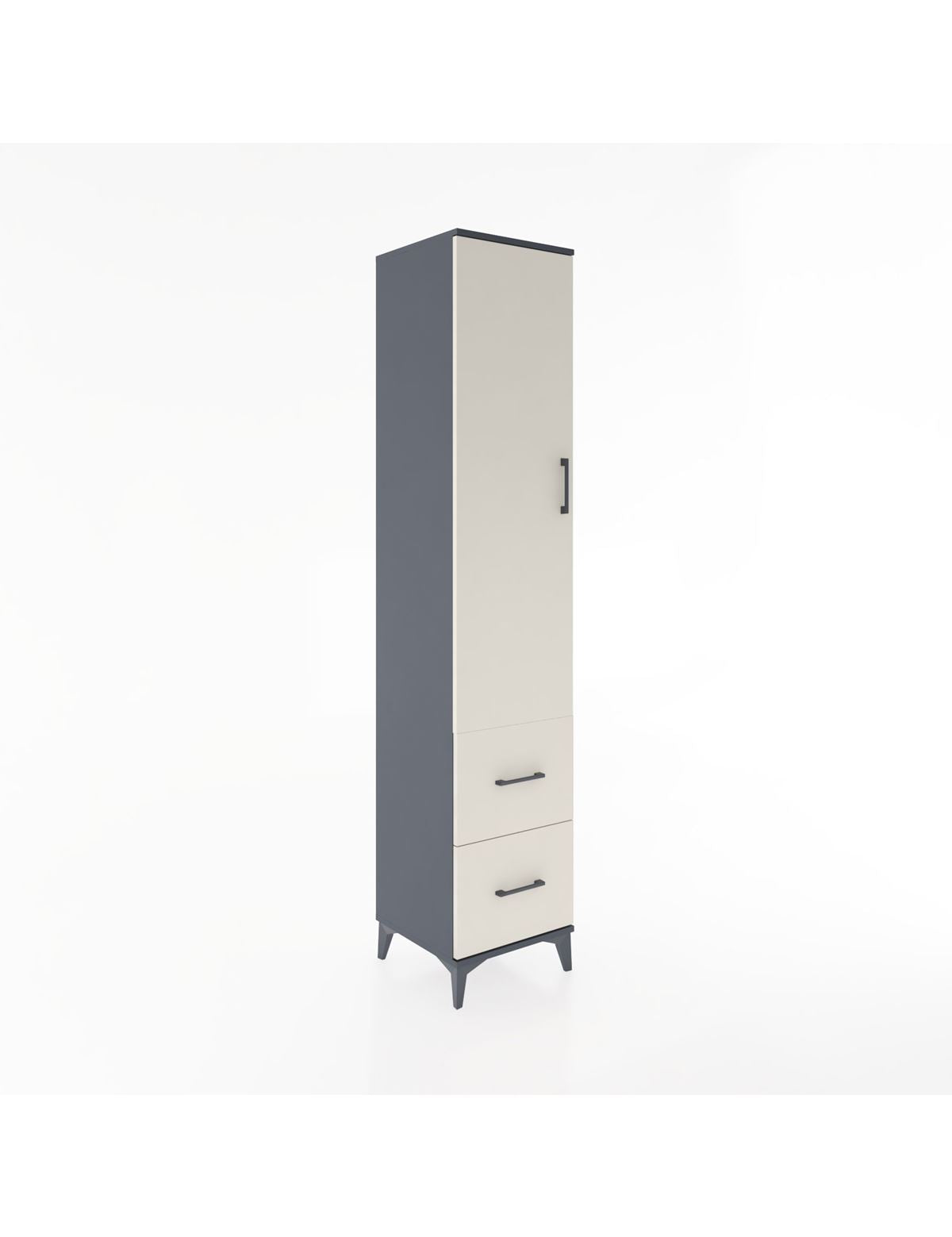 Hyperion Dolap 2 Raflı 2 Çekmeceli Tek Askılı 44x44x221 Antrasit-Aytaşı