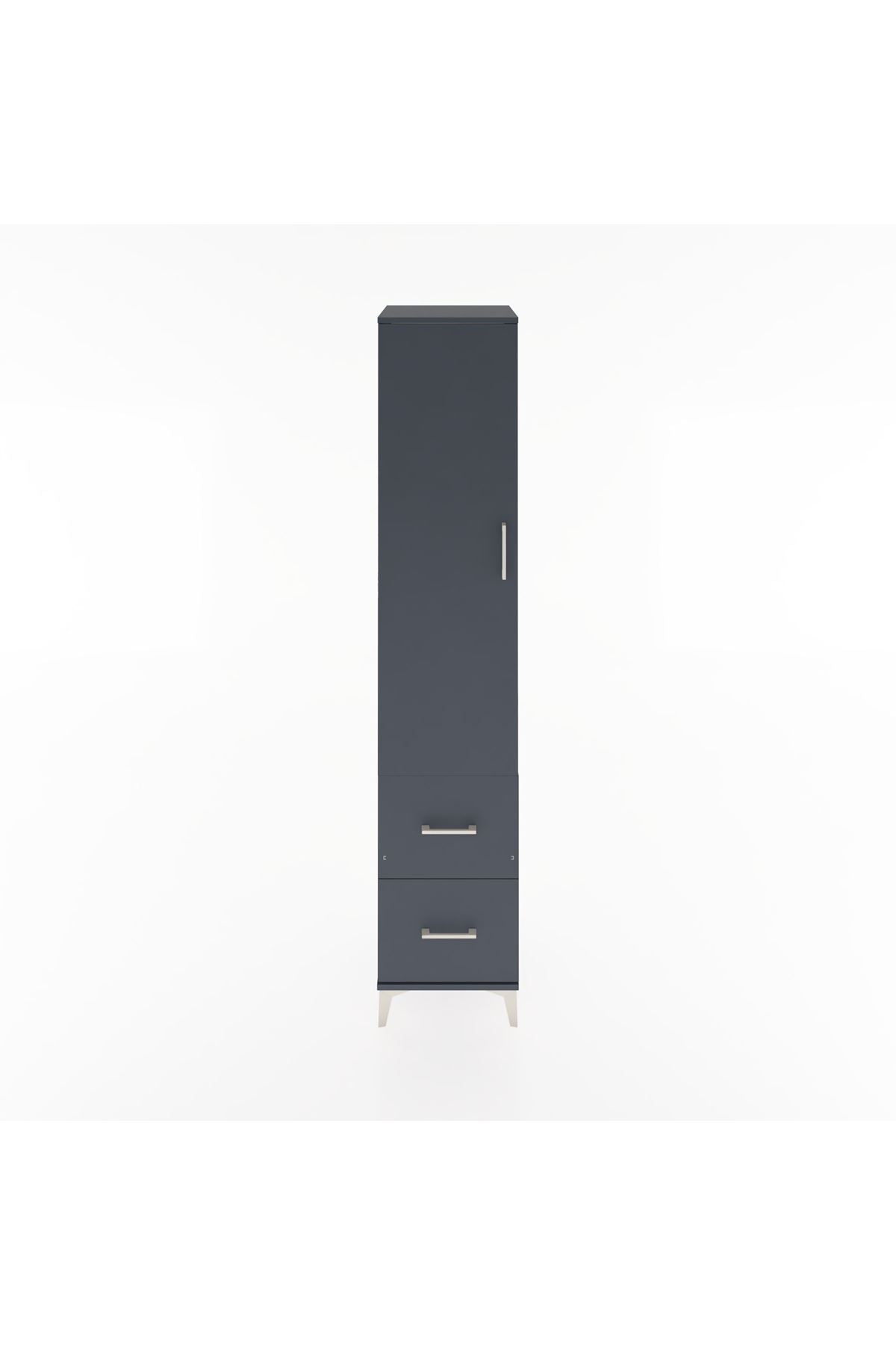 Hyperion Dolap 2 Raflı 2 Çekmeceli Tek Askılı 44x44x221 Antrasit-Antrasit