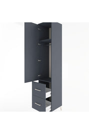 Hyperion Dolap 2 Raflı 2 Çekmeceli Tek Askılı 44x44x221 Antrasit-Antrasit