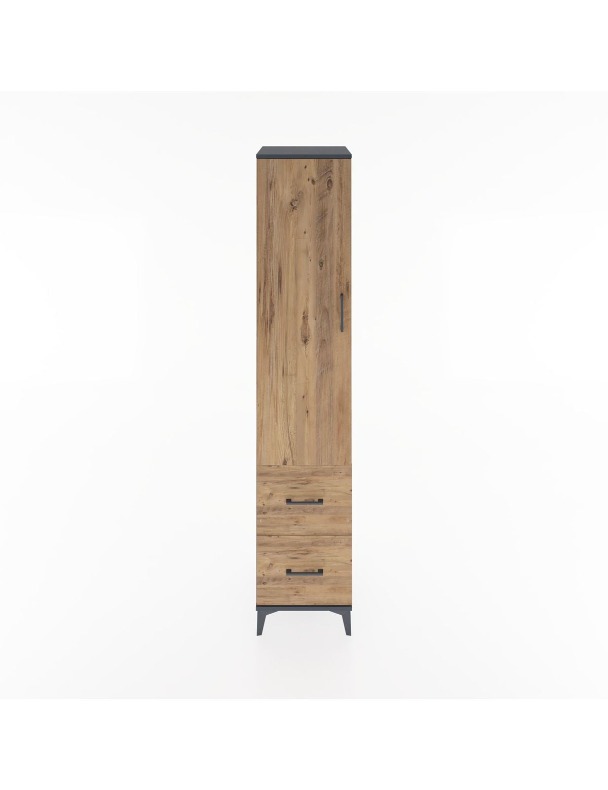 Hyperion Dolap 2 Raflı 2 Çekmeceli Tek Askılı 44x44x221 Antrasit-Çam