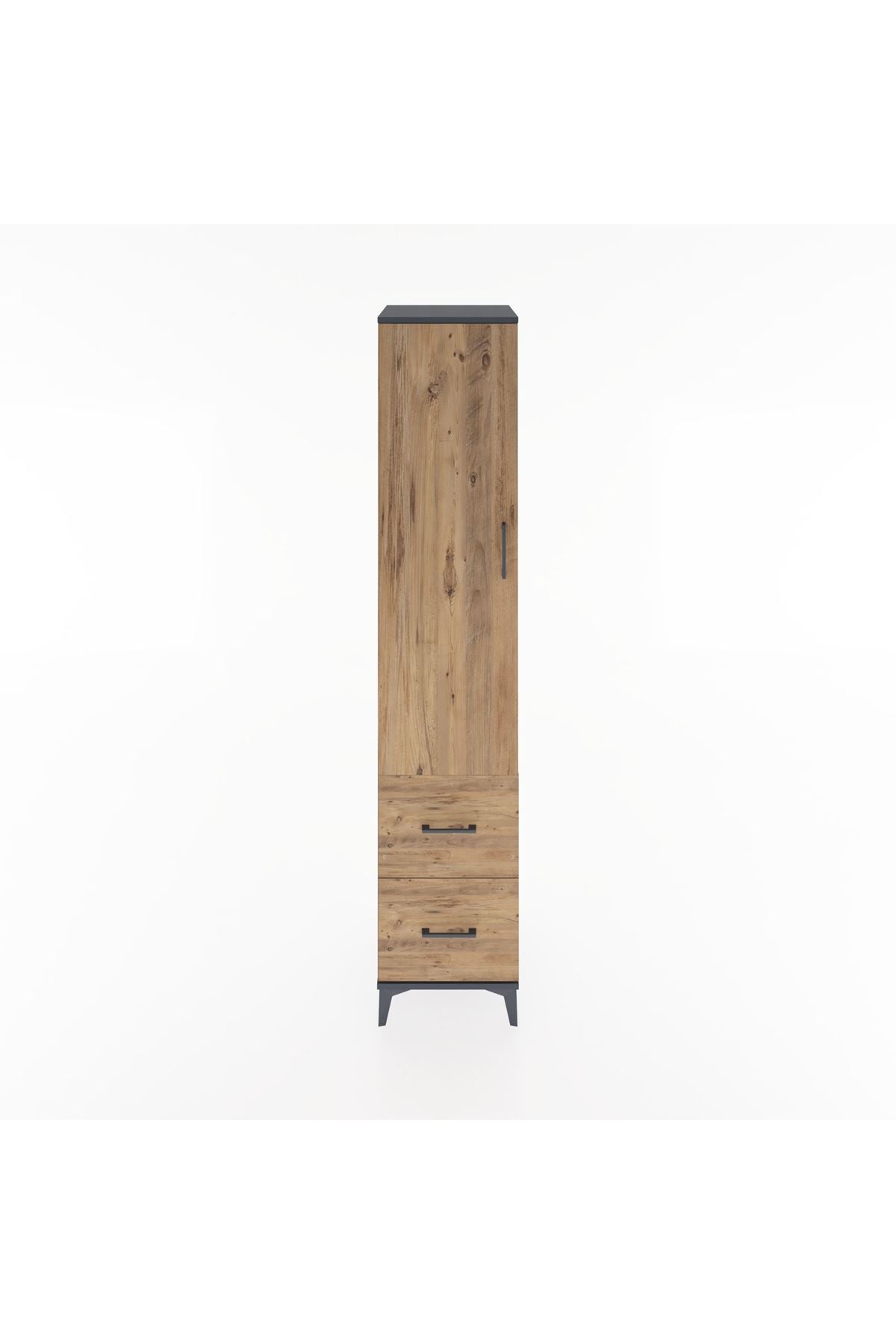 Hyperion Dolap 2 Raflı 2 Çekmeceli Tek Askılı 44x44x221 Antrasit-Çam