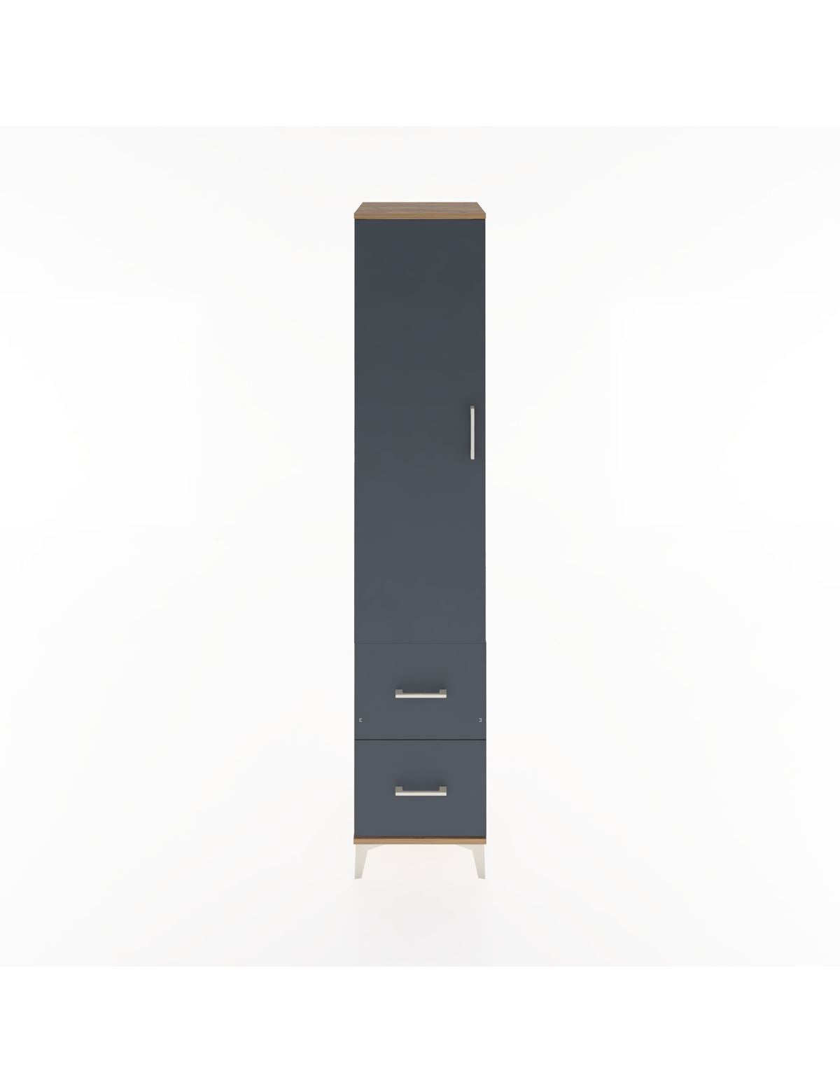 Hyperion Dolap 2 Raflı 2 Çekmeceli Tek Askılı 44x44x221 Çam-Antrasit