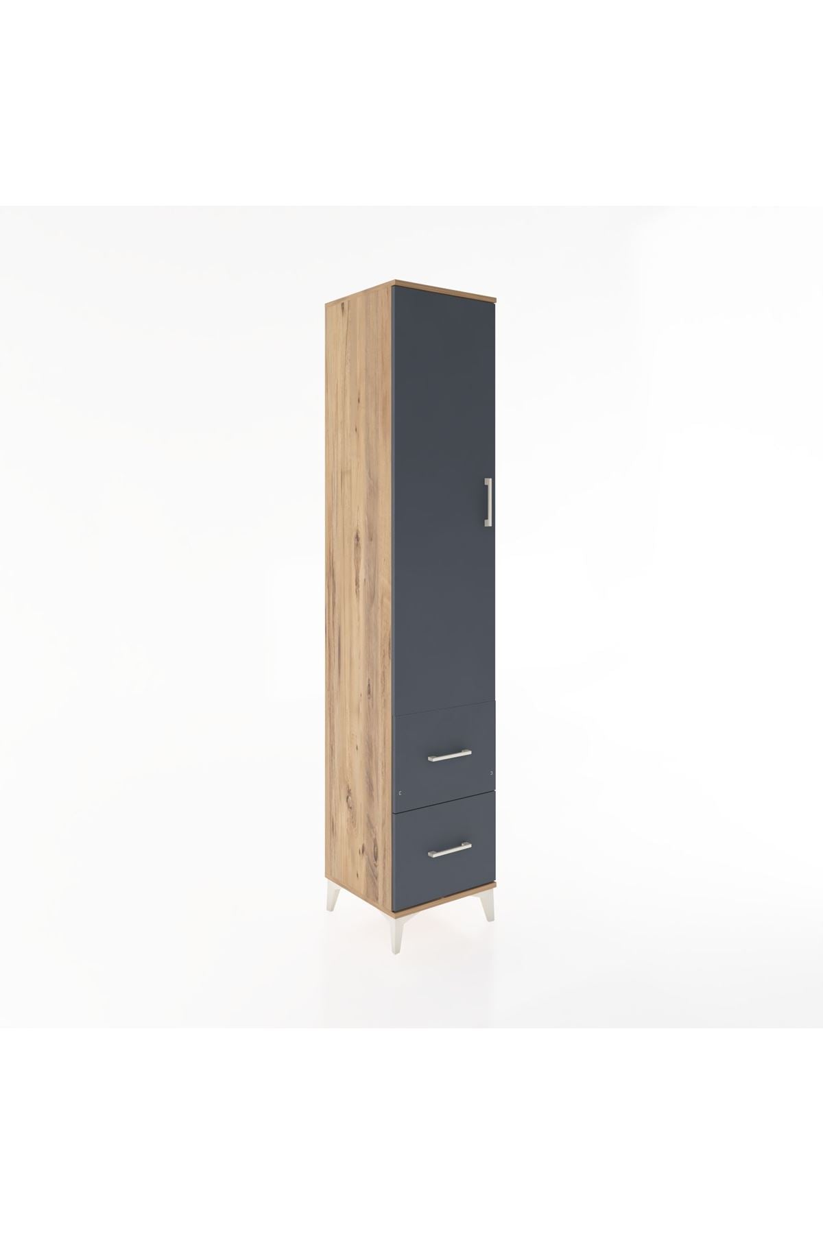 Hyperion Dolap 2 Raflı 2 Çekmeceli Tek Askılı 44x44x221 Çam-Antrasit