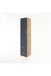 Hyperion Dolap 2 Raflı 2 Çekmeceli Tek Askılı 44x44x221 Çam-Antrasit