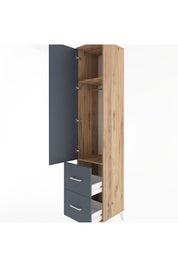 Hyperion Dolap 2 Raflı 2 Çekmeceli Tek Askılı 44x44x221 Çam-Antrasit