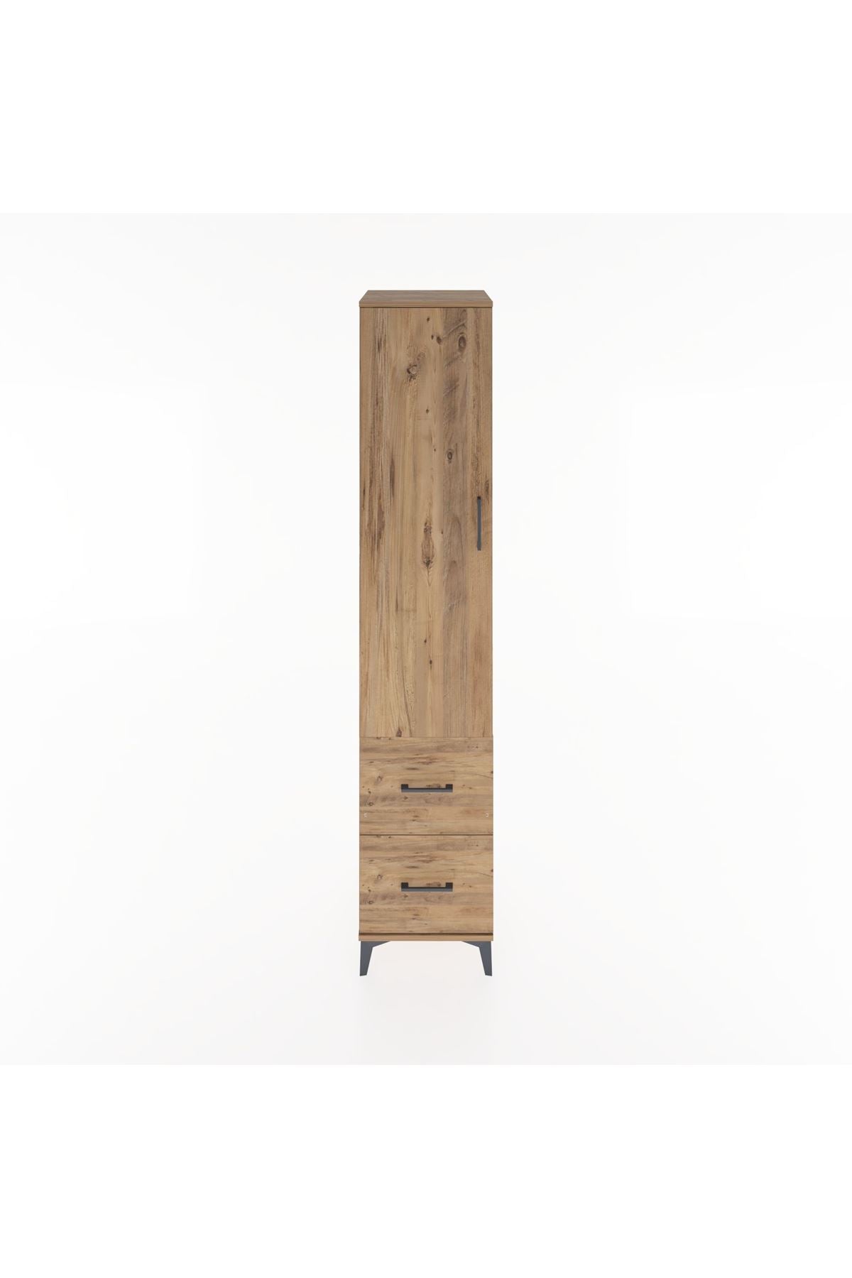 Hyperion Dolap 2 Raflı 2 Çekmeceli Tek Askılı 44x44x221 Çam-Çam