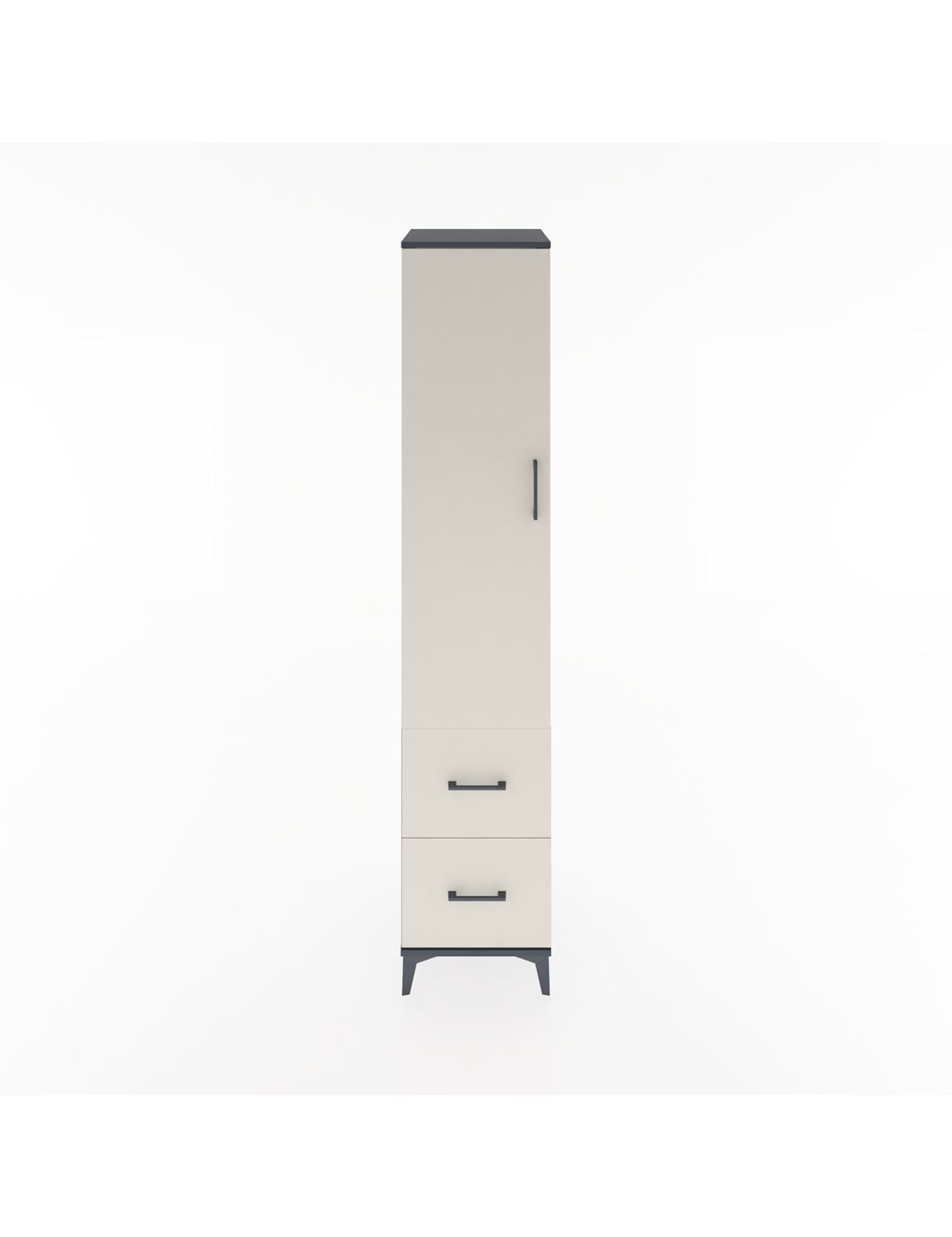 Hyperion Dolap 4 Raflı 2 Çekmeceli Tek Kapaklı 44x44x221 Antrasit-Aytaşı