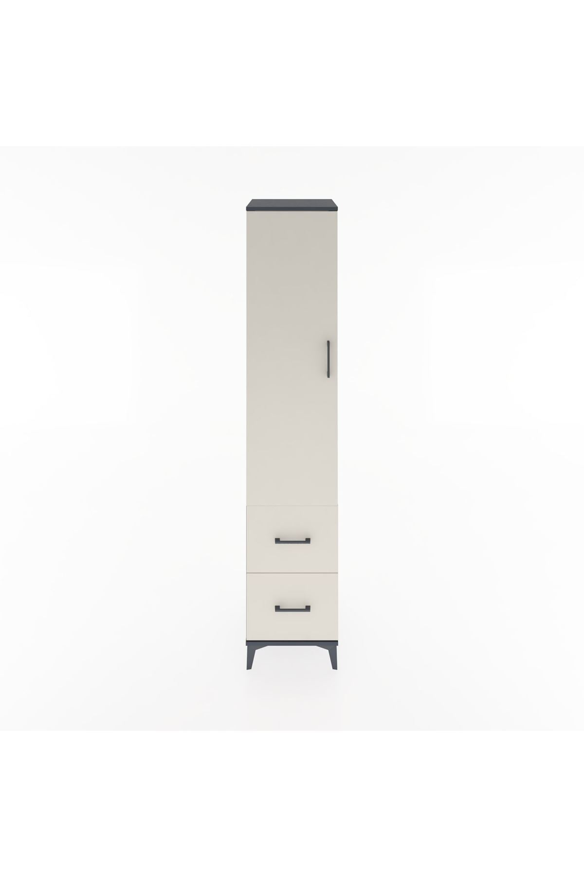 Hyperion Dolap 4 Raflı 2 Çekmeceli Tek Kapaklı 44x44x221 Antrasit-Aytaşı