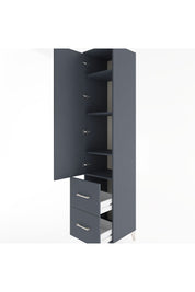 Hyperion Dolap 4 Raflı 2 Çekmeceli Tek Kapaklı 44x44x221 Antrasit-Antrasit