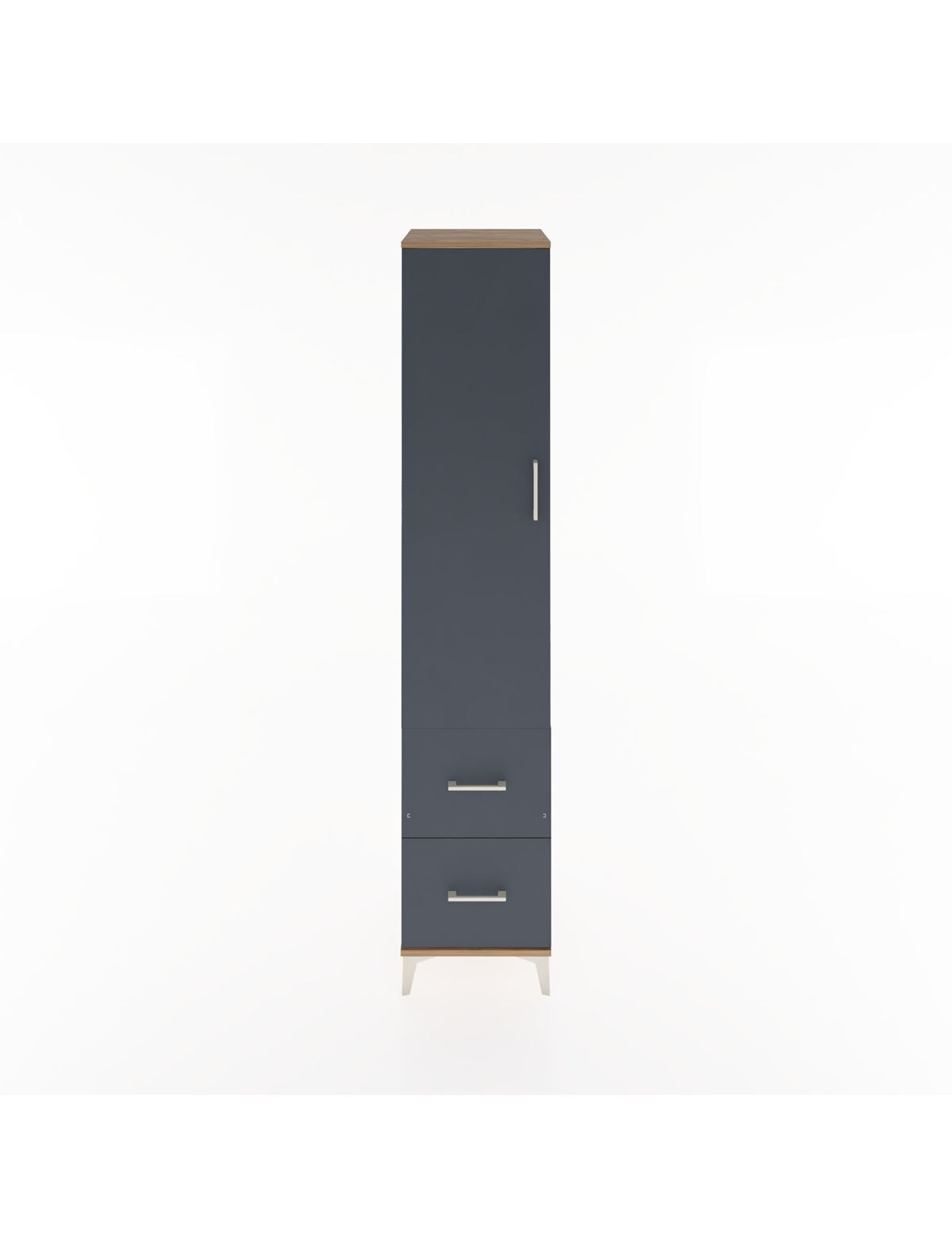 Hyperion Dolap 4 Raflı 2 Çekmeceli Tek Kapaklı 44x44x221 Çam-Antrasit