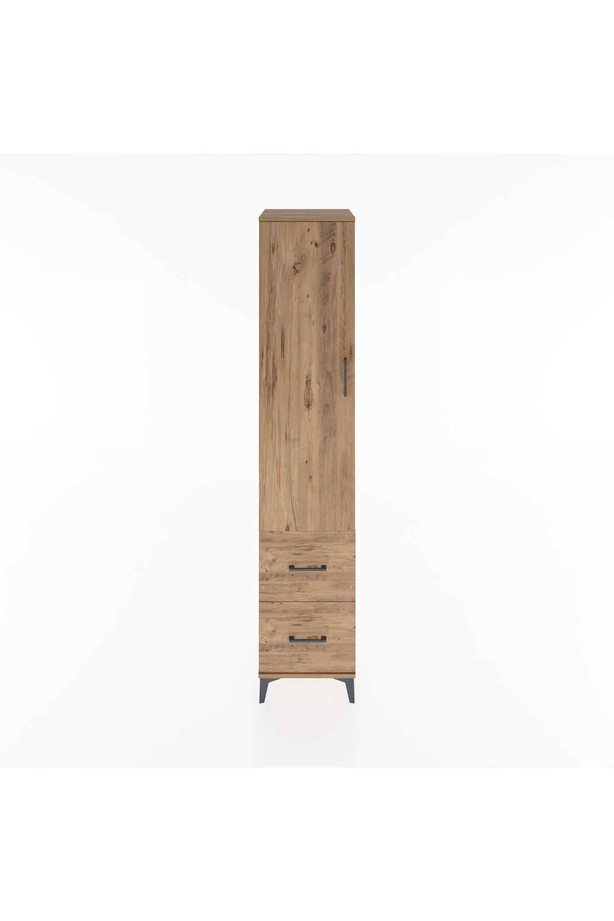 Hyperion Dolap 4 Raflı 2 Çekmeceli Tek Kapaklı 44x44x221 Çam-Çam