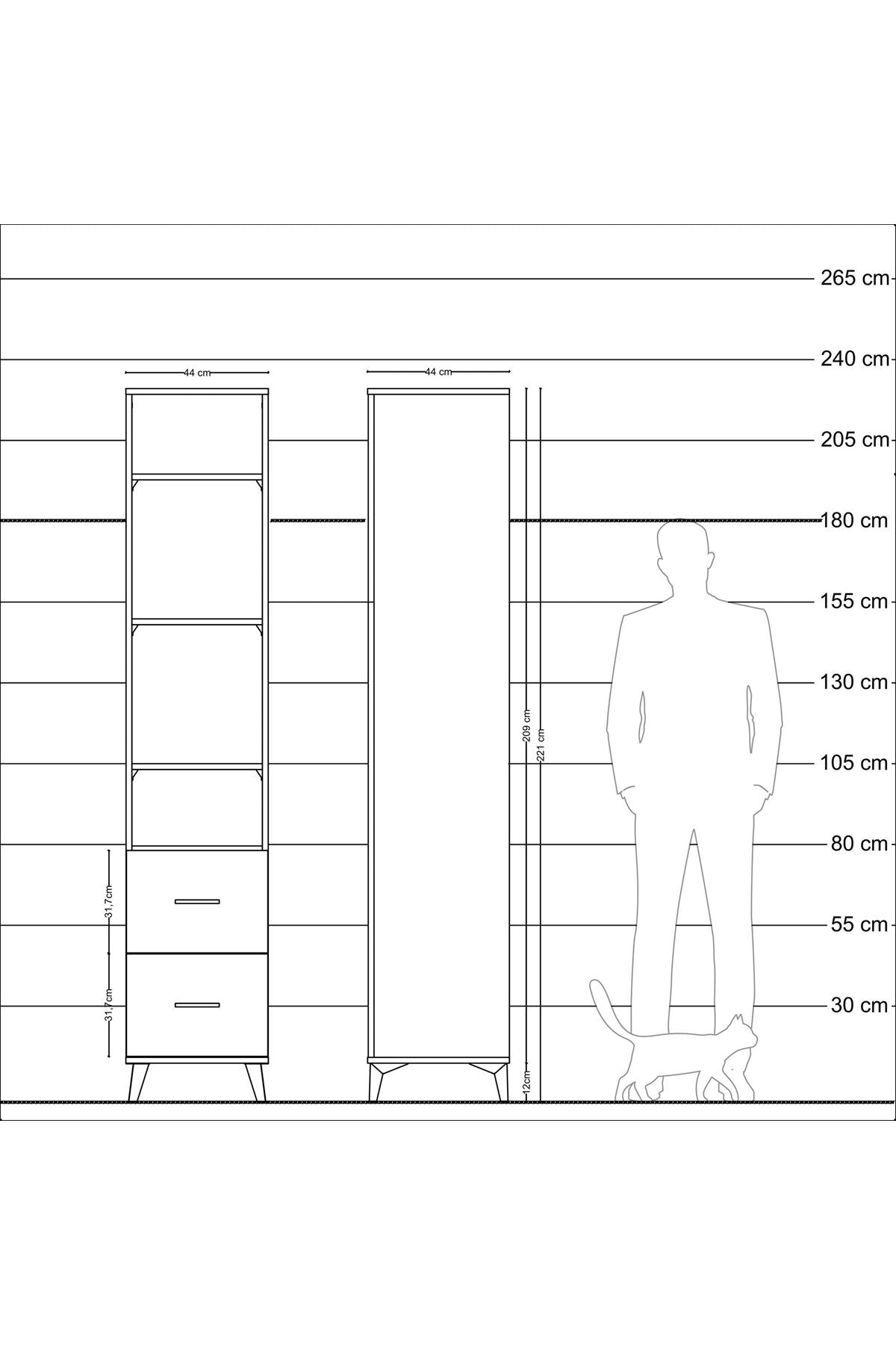 Hyperion Dolap 4 Raflı 2 Çekmeceli 44x44x221 - S61M038V2B