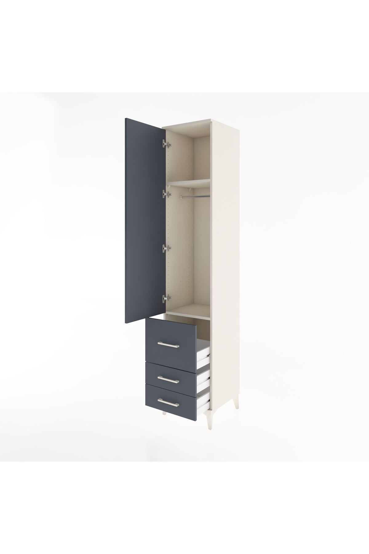 Hyperion Dolap 2 Raflı 3 Çekmeceli Tek Askılı 44x44x221 Aytaşı-Antrasit