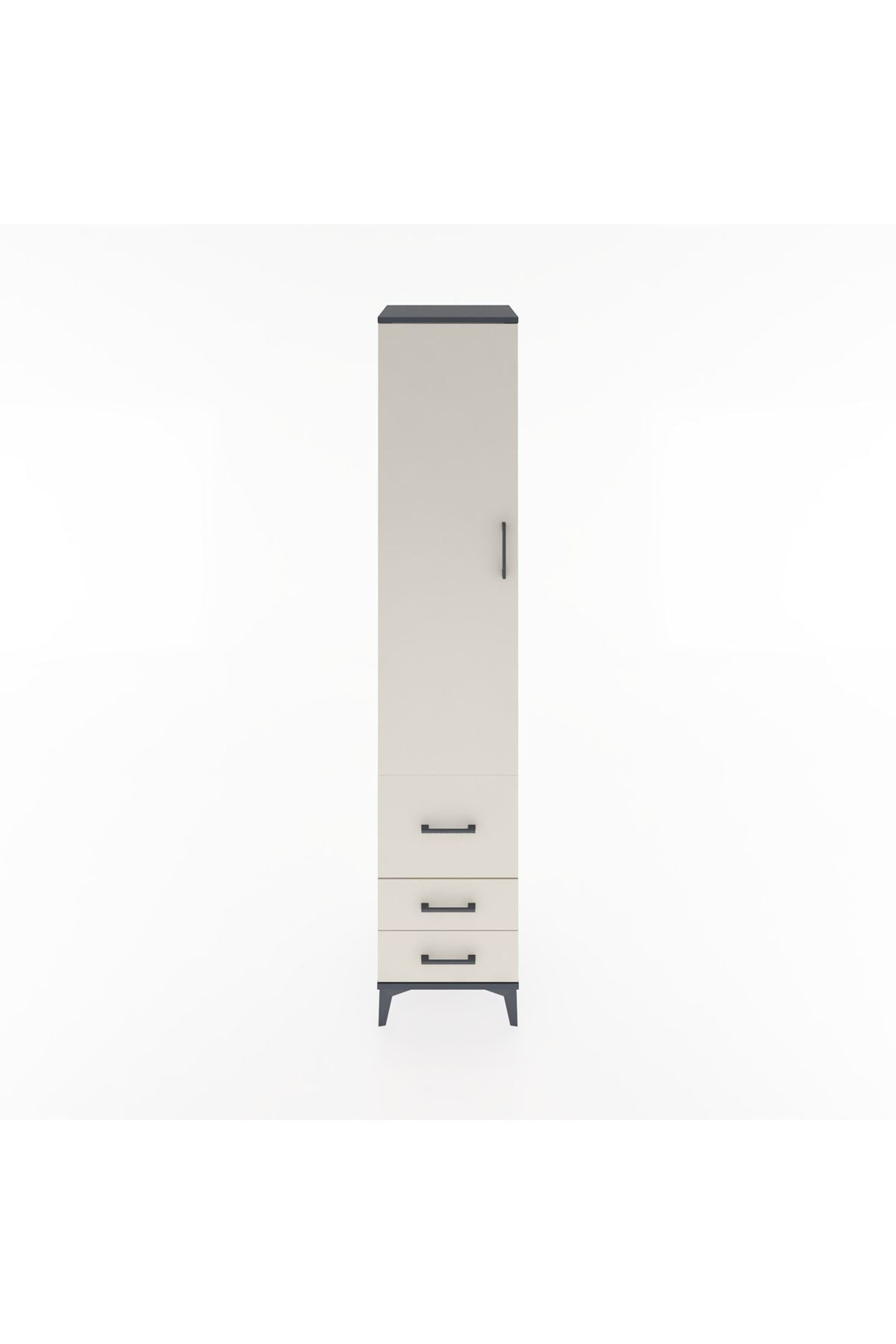 Hyperion Dolap 2 Raflı 3 Çekmeceli Tek Askılı 44x44x221 Antrasit-Aytaşı