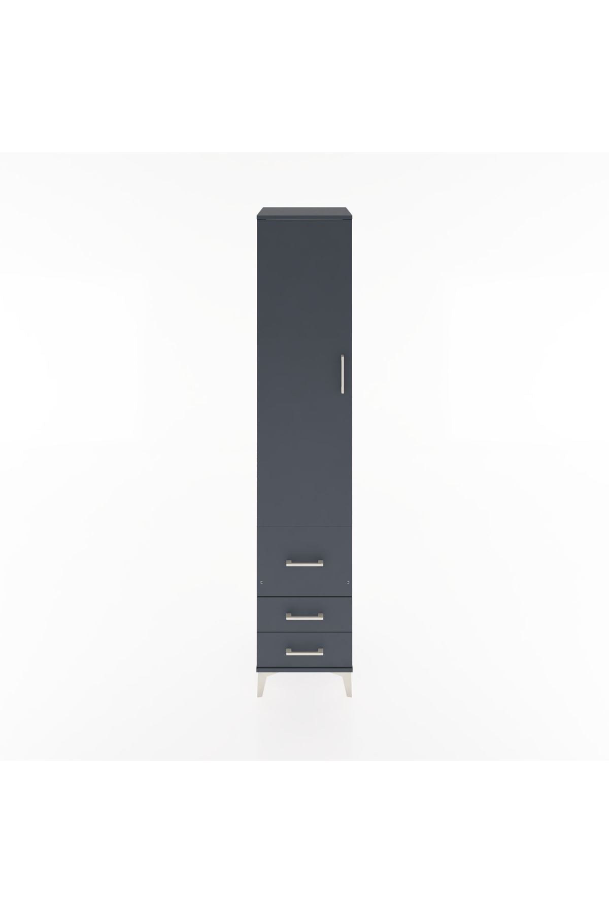 Hyperion Dolap 2 Raflı 3 Çekmeceli Tek Askılı 44x44x221 Antrasit-Antrasit