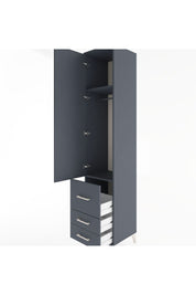 Hyperion Dolap 2 Raflı 3 Çekmeceli Tek Askılı 44x44x221 Antrasit-Antrasit