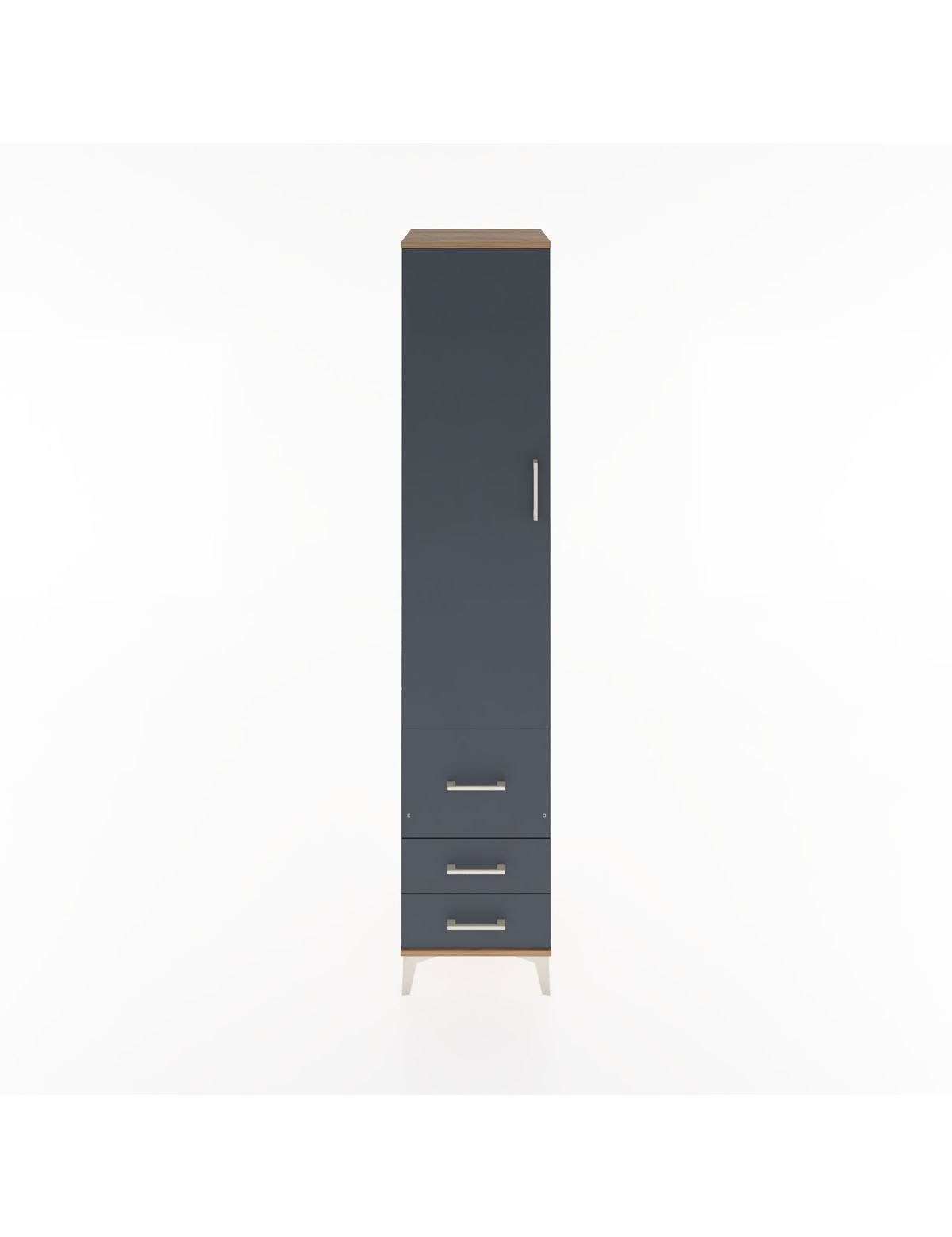 Hyperion Dolap 2 Raflı 3 Çekmeceli Tek Askılı 44x44x221 Çam-Antrasit