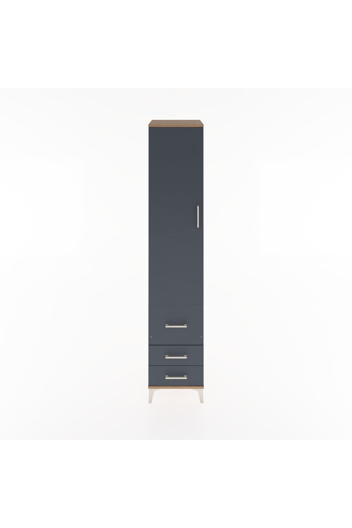 Hyperion Dolap 2 Raflı 3 Çekmeceli Tek Askılı 44x44x221 Çam-Antrasit