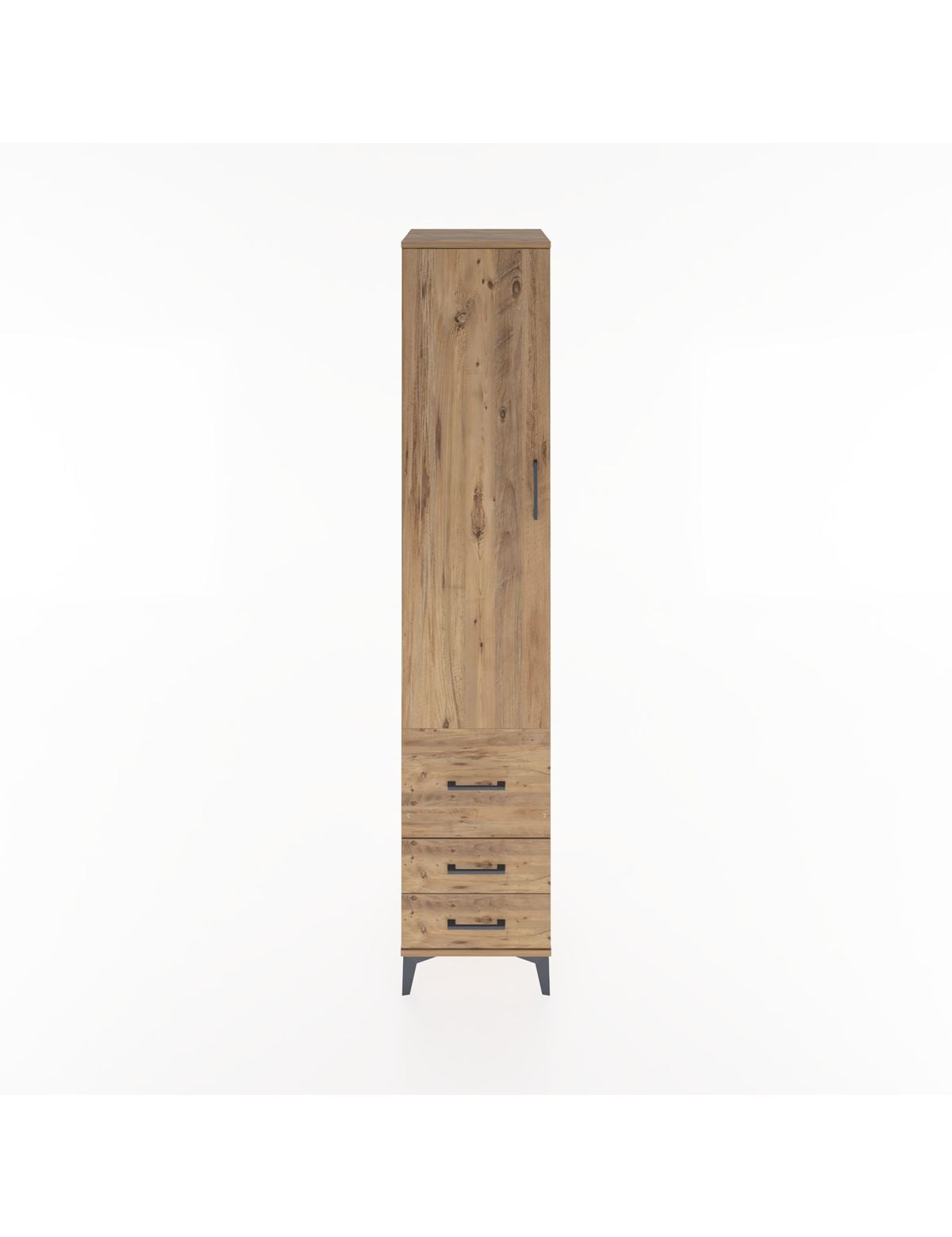 Hyperion Dolap 2 Raflı 3 Çekmeceli Tek Askılı 44x44x221 Çam-Çam