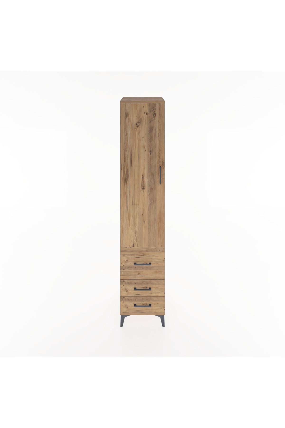 Hyperion Dolap 2 Raflı 3 Çekmeceli Tek Askılı 44x44x221 Çam-Çam