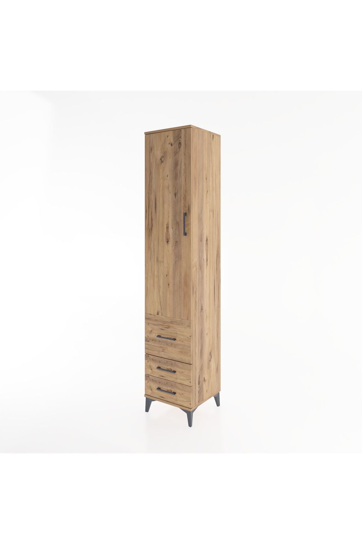 Hyperion Dolap 2 Raflı 3 Çekmeceli Tek Askılı 44x44x221 Çam-Çam